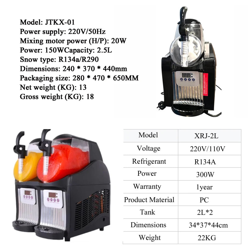 Double Tanks Slush Ice Machine Ice Cream Snow Smoothie Beverage Granita Maker Stainless Steel For Business Commercial