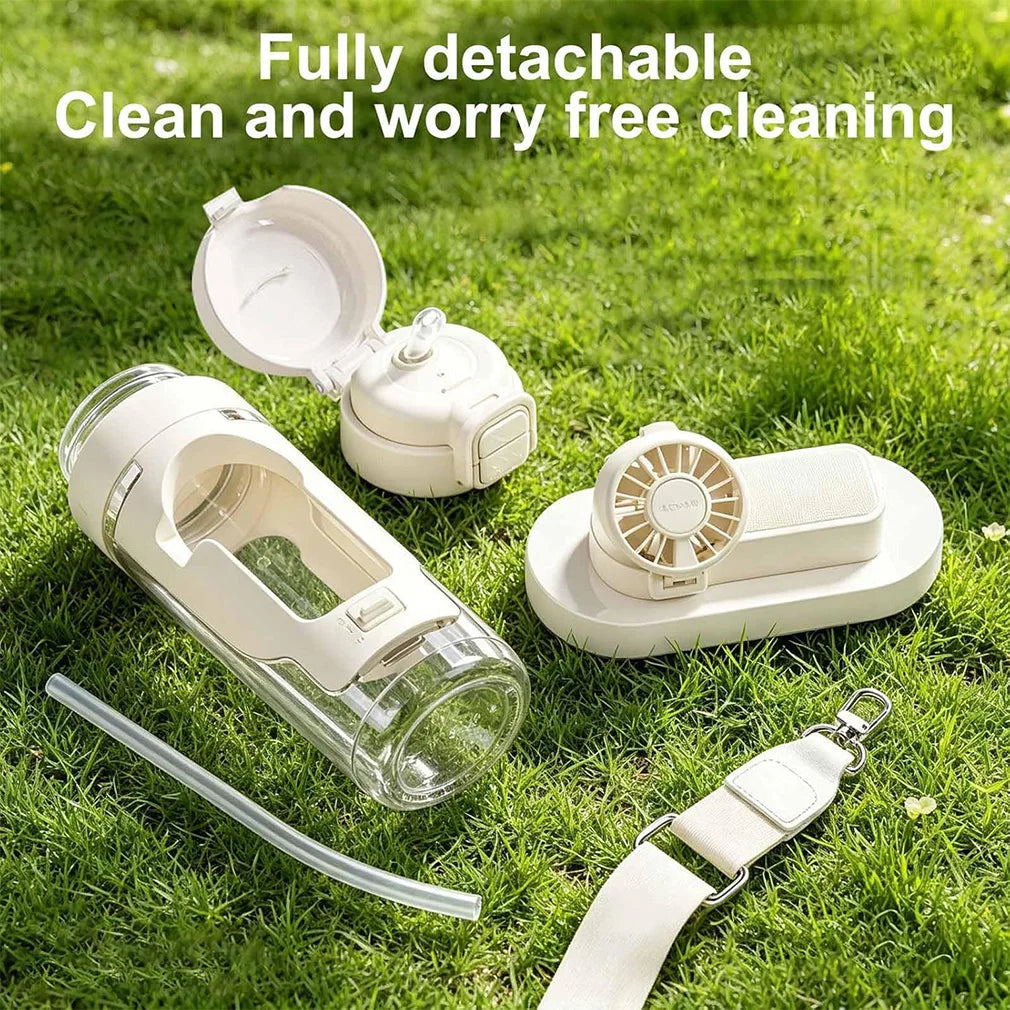 690ml Summer Hydration Fan Cup with 3 Speeds Cooling Sports Cup for Outdoor Gym Travel Rechargeable Water Bottle with Smart Fan