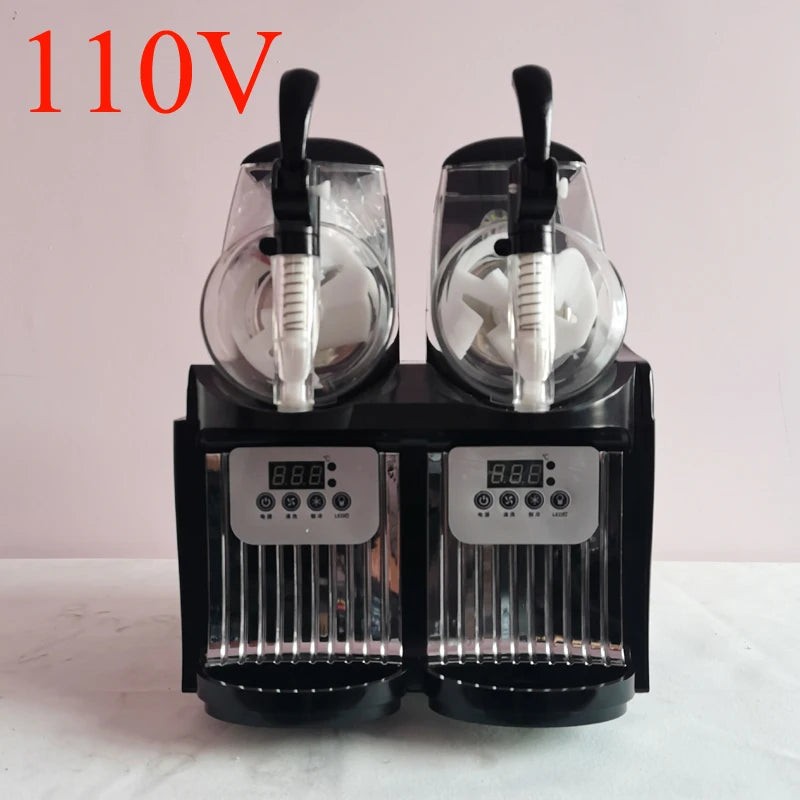 Double Tanks Slush Ice Machine Ice Cream Snow Smoothie Beverage Granita Maker Stainless Steel For Business Commercial