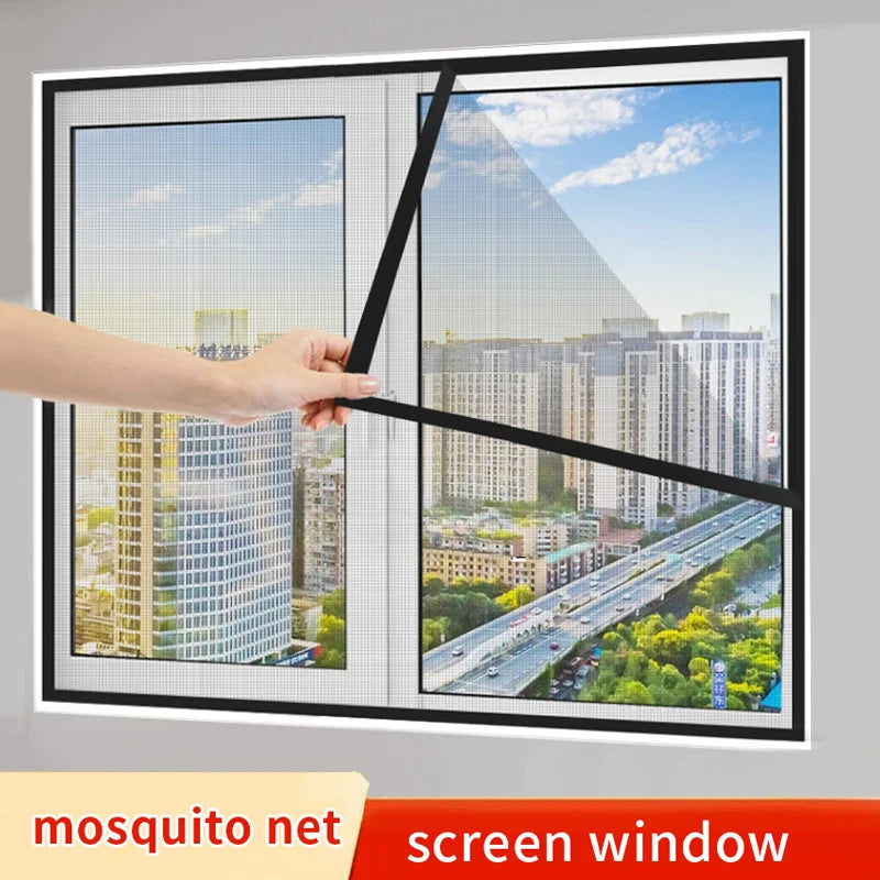 Black，Anti-mosquito window screen ，self adhesive window mosquito net summer insect proof door， mosquitonet for windows