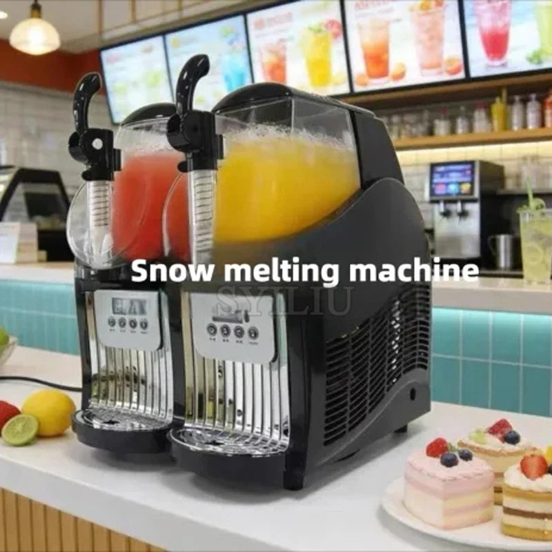 Double Tanks Slush Ice Machine Ice Cream Snow Smoothie Beverage Granita Maker Stainless Steel For Business Commercial