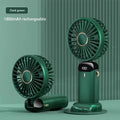 Handheld Mini Fan Foldable Portable Neck Hanging Fans 5 Speed USB Rechargeable Fan with Phone Stand and Display Screen 1800mAh