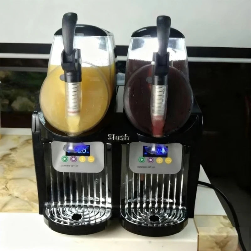 Double Tanks Slush Ice Machine Ice Cream Snow Smoothie Beverage Granita Maker Stainless Steel For Business Commercial